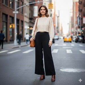 Jesus Del Pozo‎ Black Draped Straight Leg Pants Size 8 Euro 38 Dress Pants Chic